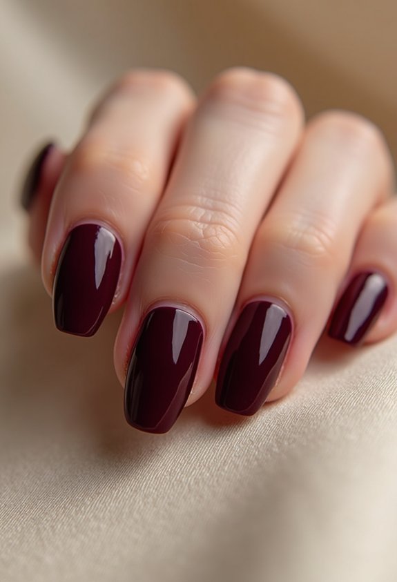 wine deep burgundy oval nails