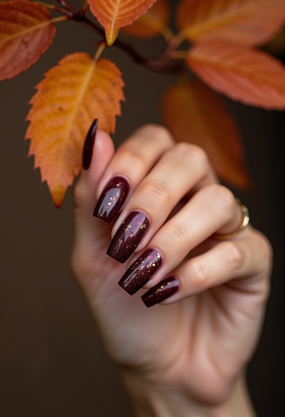 wine inspired deep burgundy nails